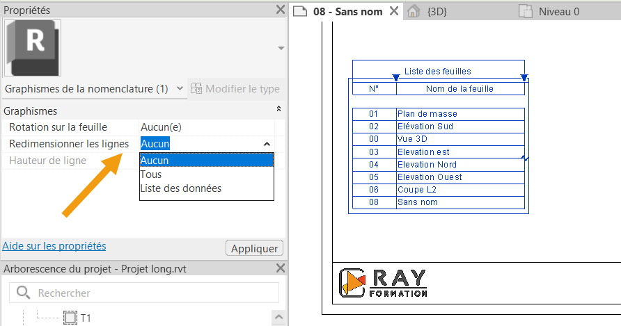 Revit2024 redimensionner lignes